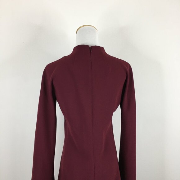 THEORY Red Wine/Berry Mock Neck Long Sleeve Slit Cuff Dress - Picture 9 of 9